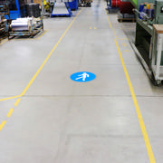 Self-adhesive safety pictogram, Use pedestrian walkway